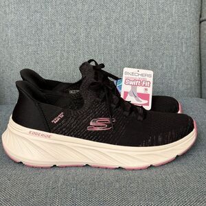 Womens black and pink Skechers Hands Free Slip-ins Edgeride sneaker size 10